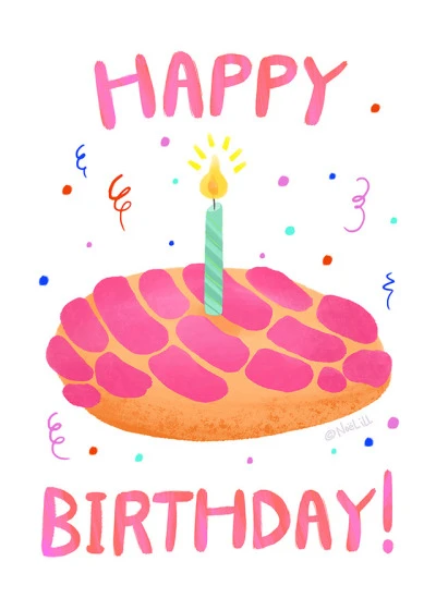 Pan Dulce Concha Bilingual Happy Birthday Card