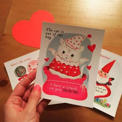 My valentines printed on card stalk paper ❤️ noelill.com #valentine #vintage #vintagetoys #valentinesday