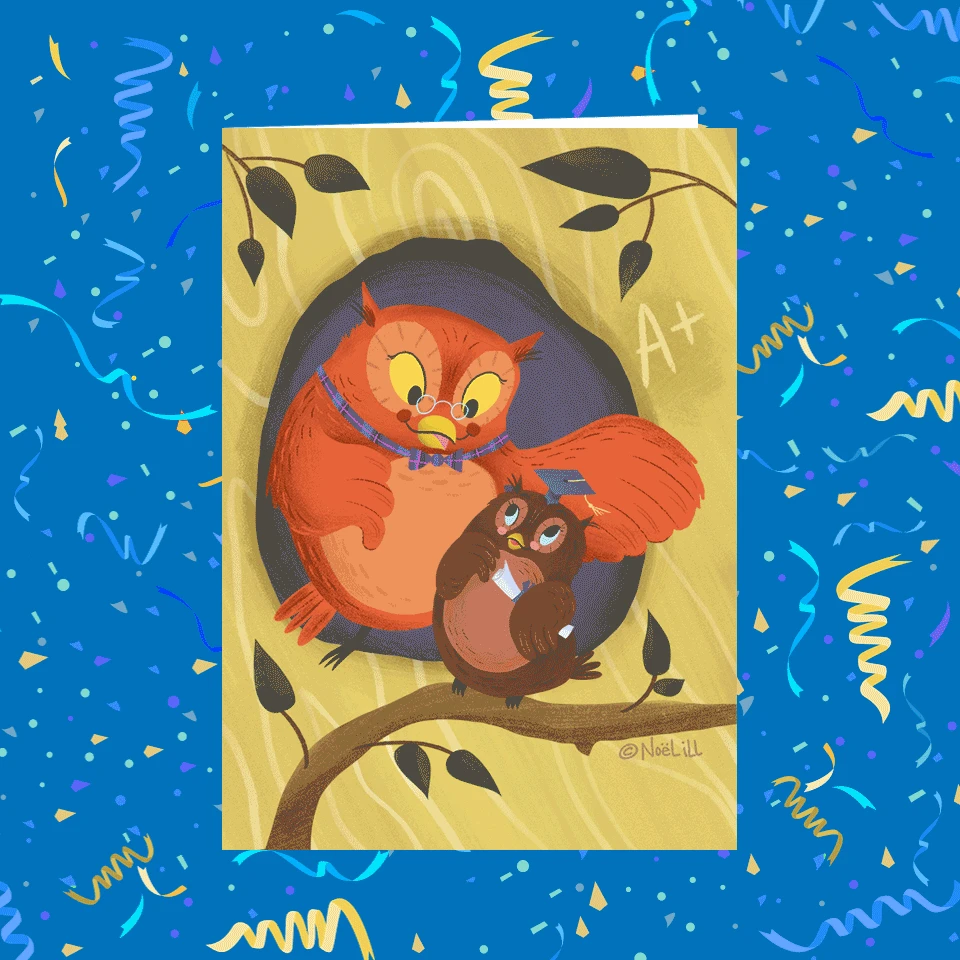 Owl Grad greeting card