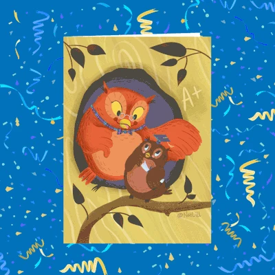 Owl Grad greeting card