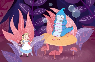 Alice In Wonderland art print available now and on other products in my shop! https://society6.com/product/alice-in-wonderland-and-the-caterpillar_print#1=45