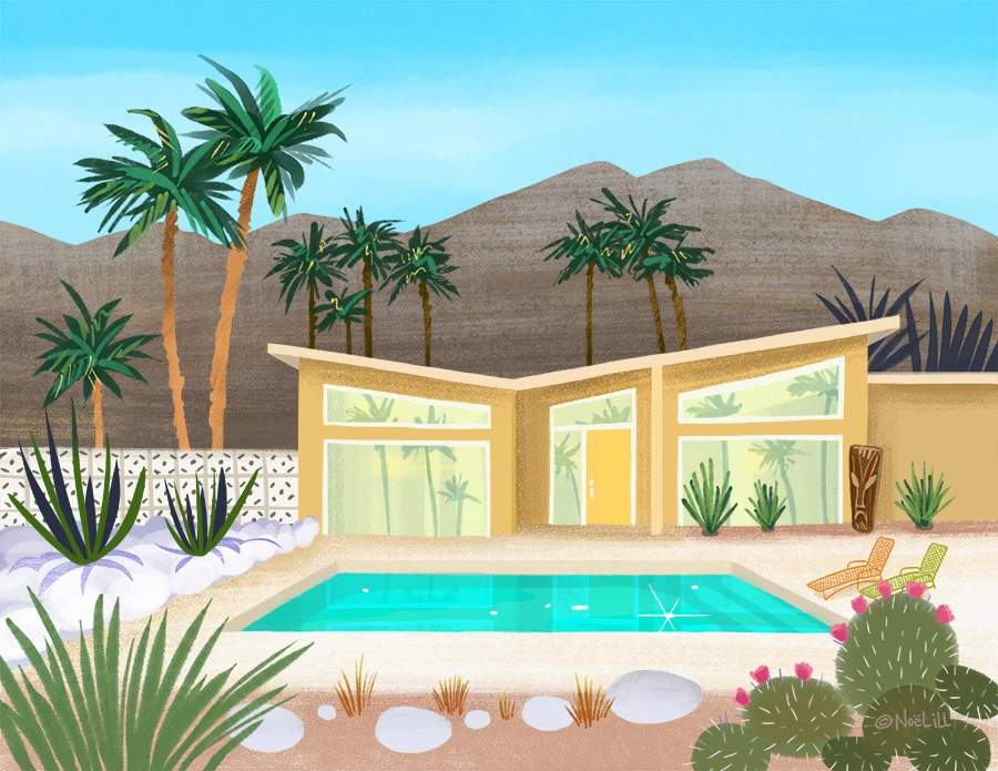 Mid century modern home for the Happy Sweet Home series