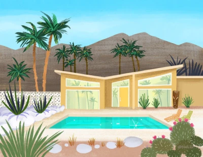 Mid century modern home for the Happy Sweet Home series