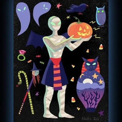 A #color and composition exercise 😈 🎃💜 #sketch #halloween #mummy #Egyptian #alien #supernatural #ghost