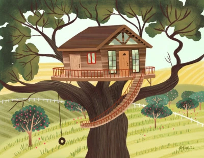 Tree House from the Happy Sweet Home series, illustration by Noël ILL