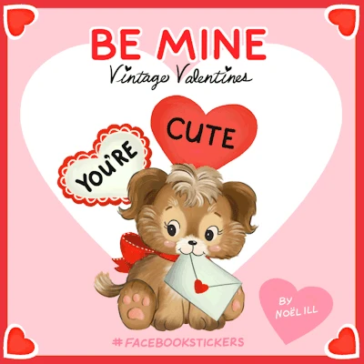 Download the vintage inspired “Be Mine” sticker pack, on Facebook, to send the cutest valentine greetings to all your friends! There are 16 different characters and each is animated. Link to DL here ->http://bit.ly/BeMineStickers