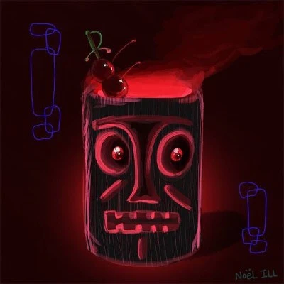 #Tiki Black #tikidrink #cocktail #retro #illustration #sketch