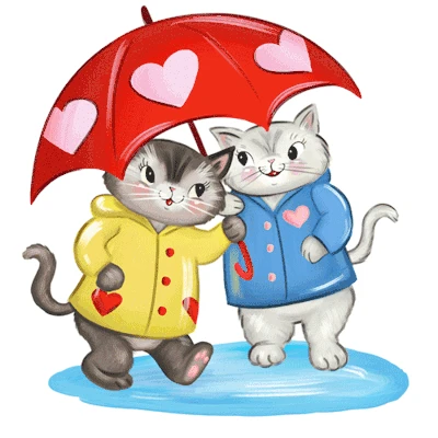 Rain Cats from the Be Mine Facebook Stickers pack by Noël ILL