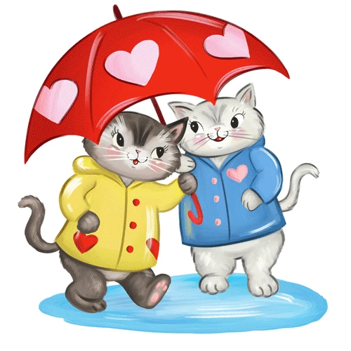 Rain Cats from the Be Mine Facebook Stickers pack by Noël ILL