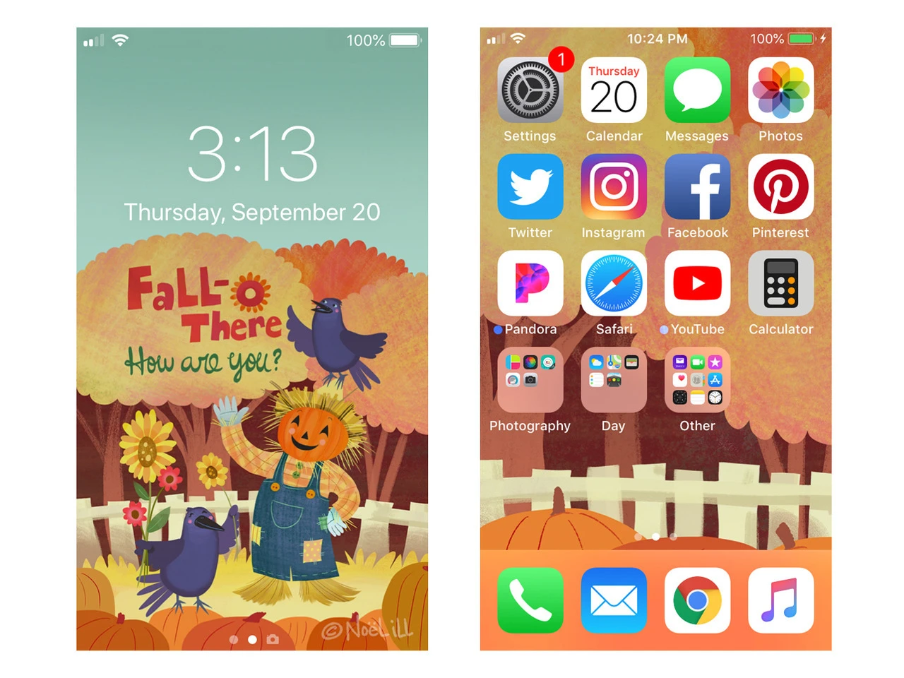 Free iPhone wallpaper set! A gift for Fall 2018 at noelillart.com
-download-