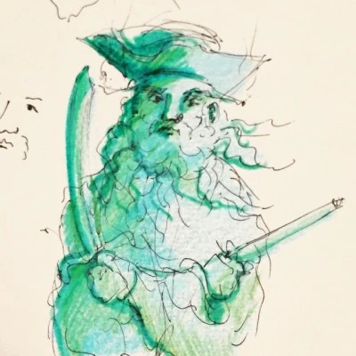 #ghost #pirate from my #sketchbook #ink and #coloredpencil