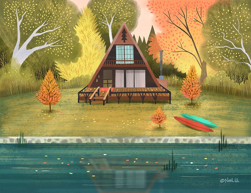 A-Frame Cabin from the Happy Sweet Home series by illustrator Noël ILL