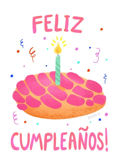 Pan Dulce Concha Bilingual Happy Birthday Card